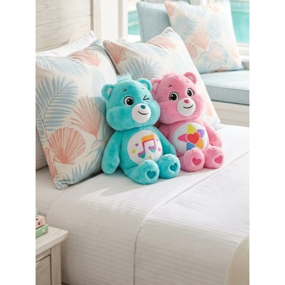 Care Bears Plush Hopeful Heart & Heartsong Bears - Pink and Teal Kids Plush Toys
